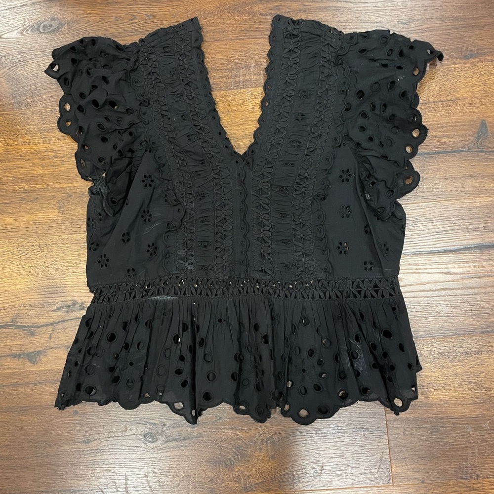 Black Eyelet Lace Top